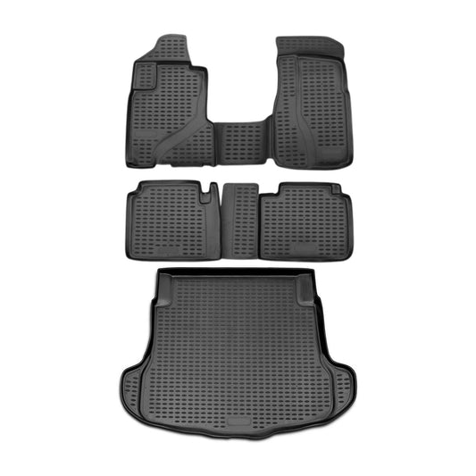 OMAC Custom Floor Mats & Cargo Liners for Honda CR-V 2002-2006 Black 5 Pcs 3488444-250