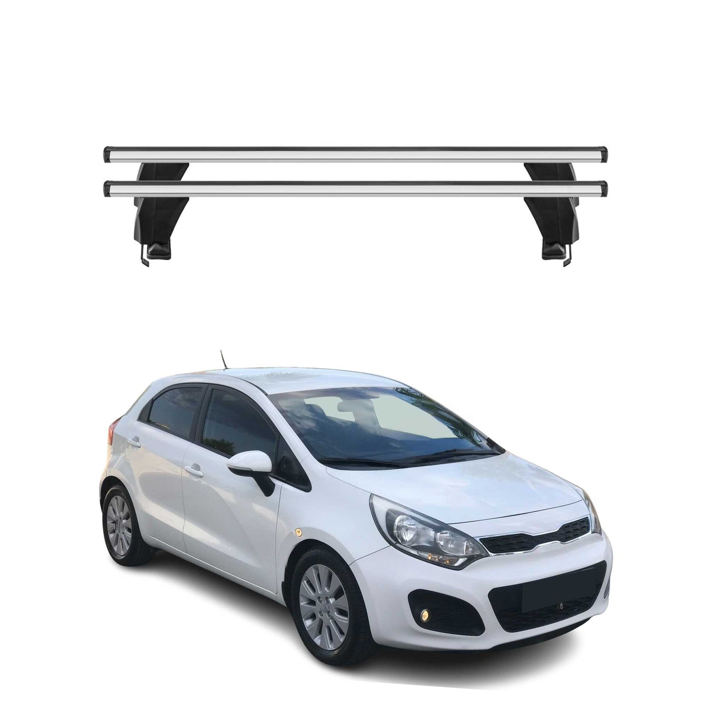 2012-2017 Kia Rio Hatchback Roof Rack Cross Bars Silver