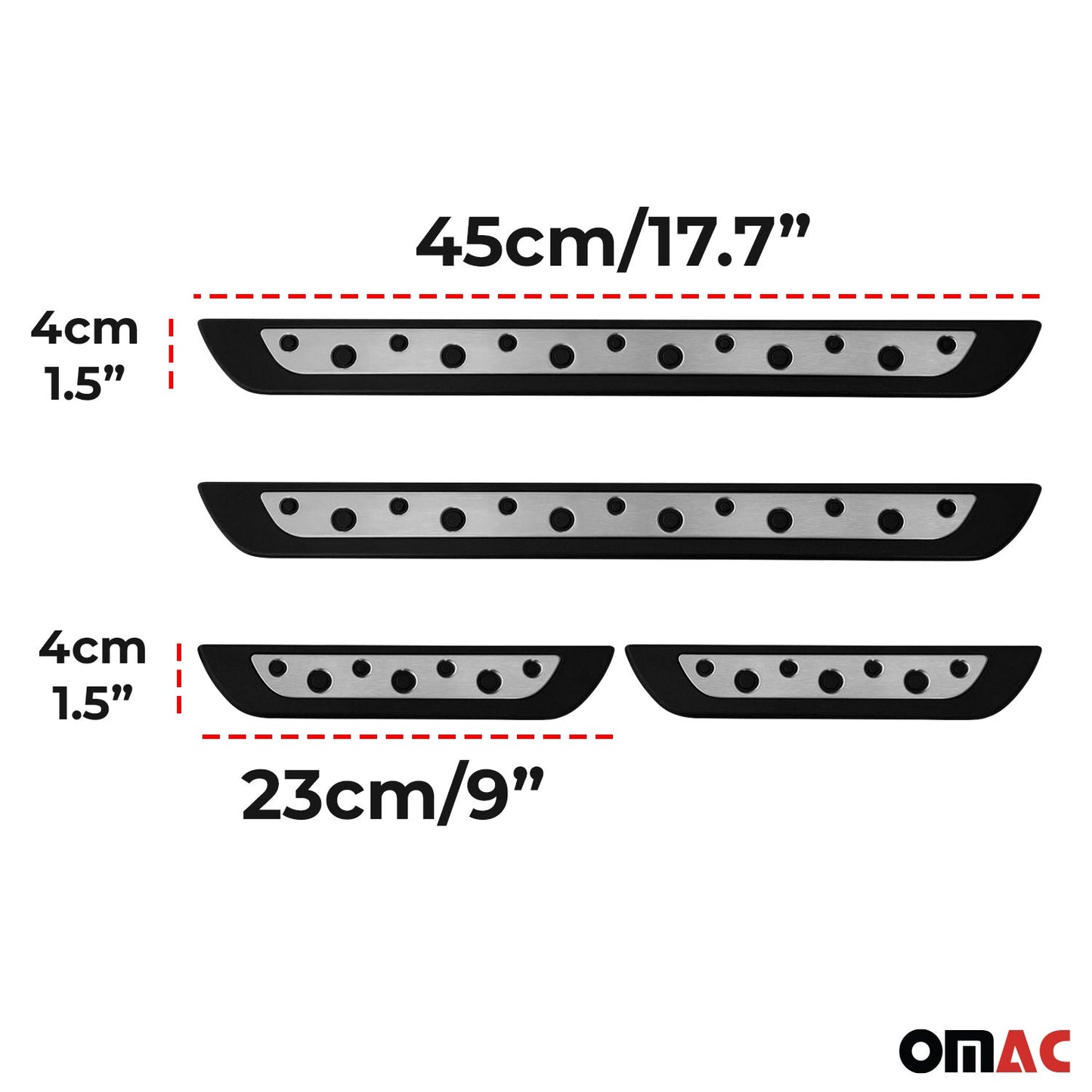 OMAC Door Sill Cover Scuff Plate S. Steel On Plastic 4 Pcs For Land Rover Freelander U013477