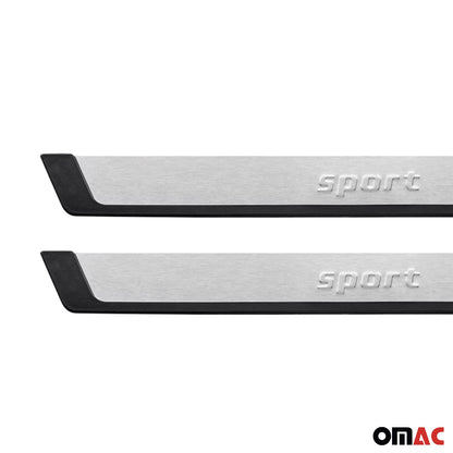 OMAC Door Sill Scuff Plate Scratch Protector for Toyota 4Runner Sport Steel Silver 2x U021621