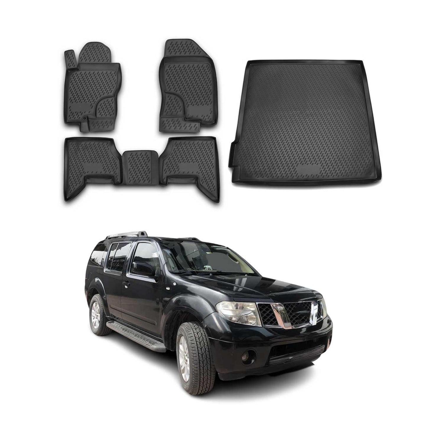 2005-2012 Nissan Pathfinder Floor Mats & Cargo Liner Full Set All Weather Black