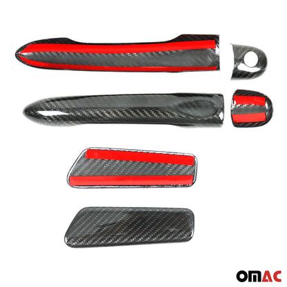 OMAC Door Handle Cover Protector for Renault Clio 2012-2018 Carbon Fiber Black 6 Pcs 6116041C