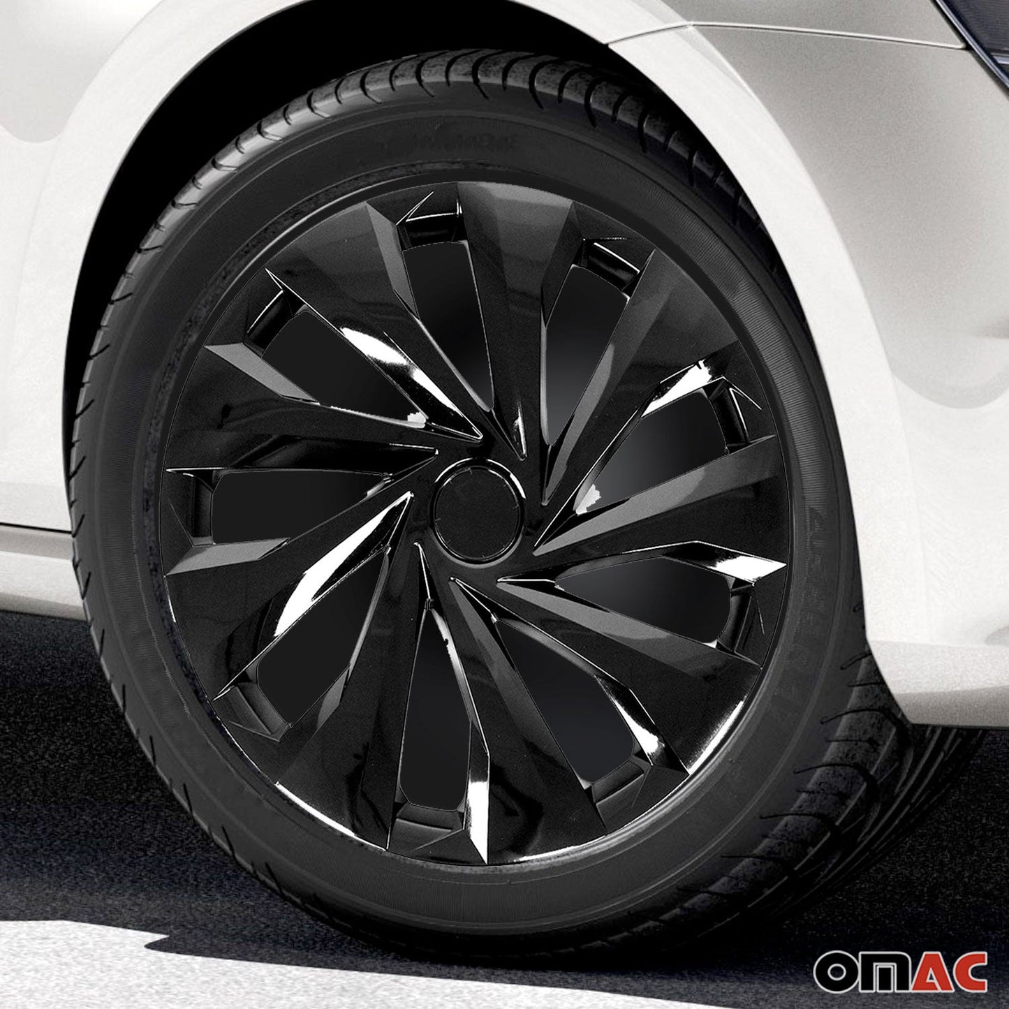 OMAC 15 Inch Wheel Rim Covers Hubcaps for Infiniti Black Gloss G002459