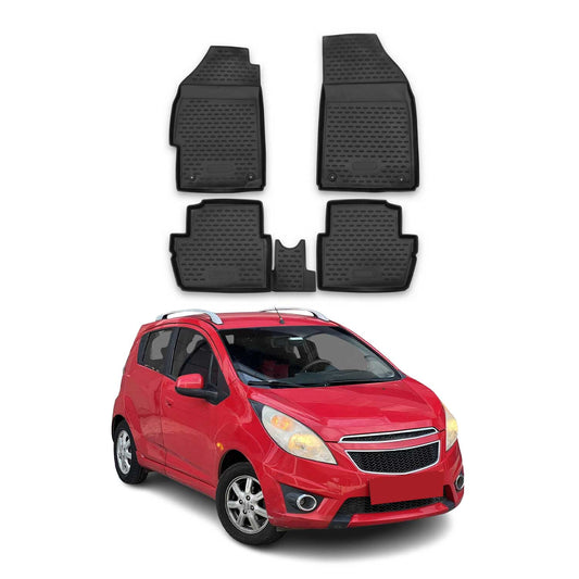 2010-2013 Chevrolet Spark Floor Mats Liners Full Set All Weather Black
