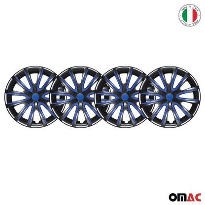 Bicolo Hub Caps Wheel Cover 16" Black & Dark Blue Full Set 4 pcs.