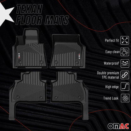 2019-2025 BMW X7 G07 Premium Floor Mats Liners 6 Seats First and Second Row Set Black