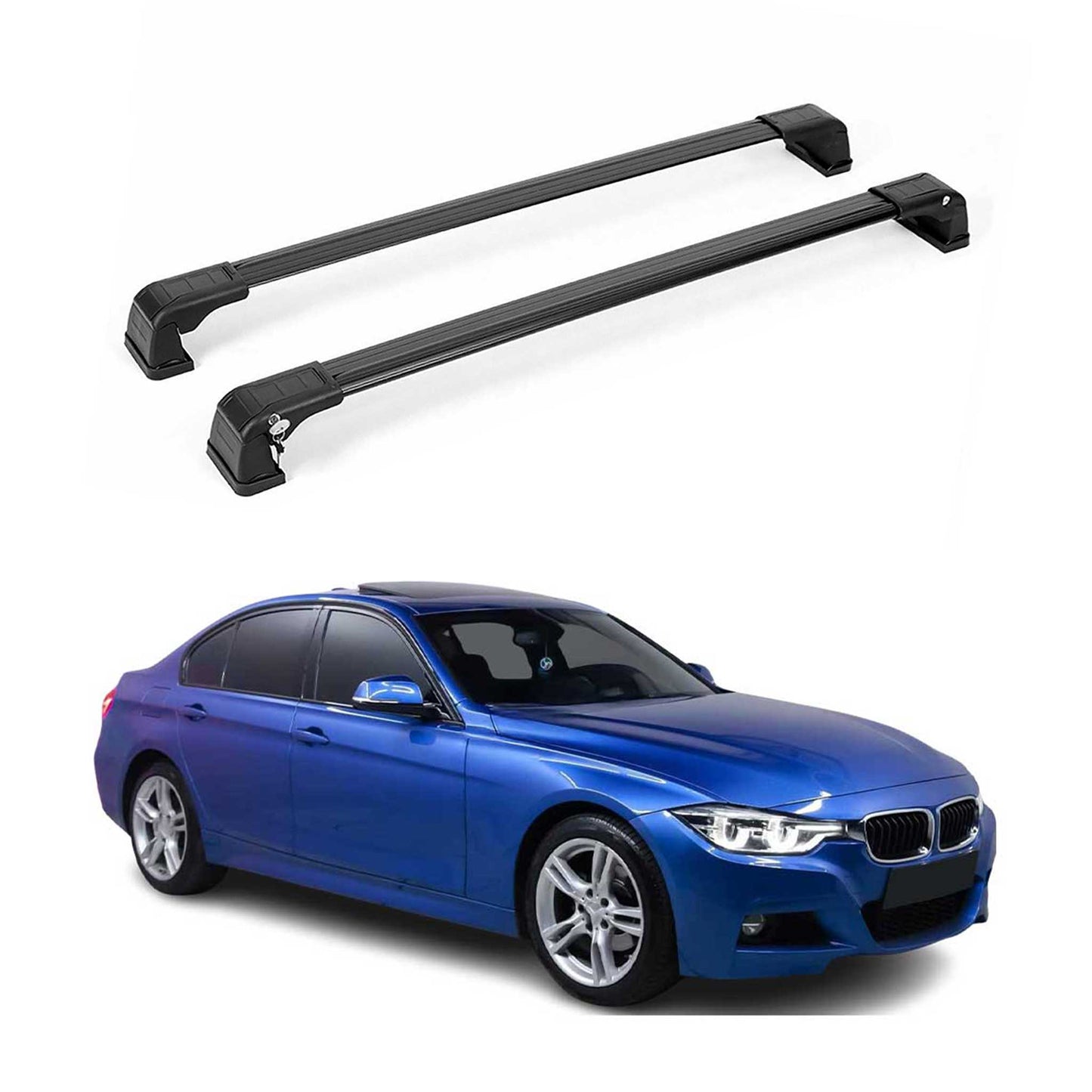 2012-2019 BMW 3 Series F30 Sedan Roof Rack Cross Bars Black
