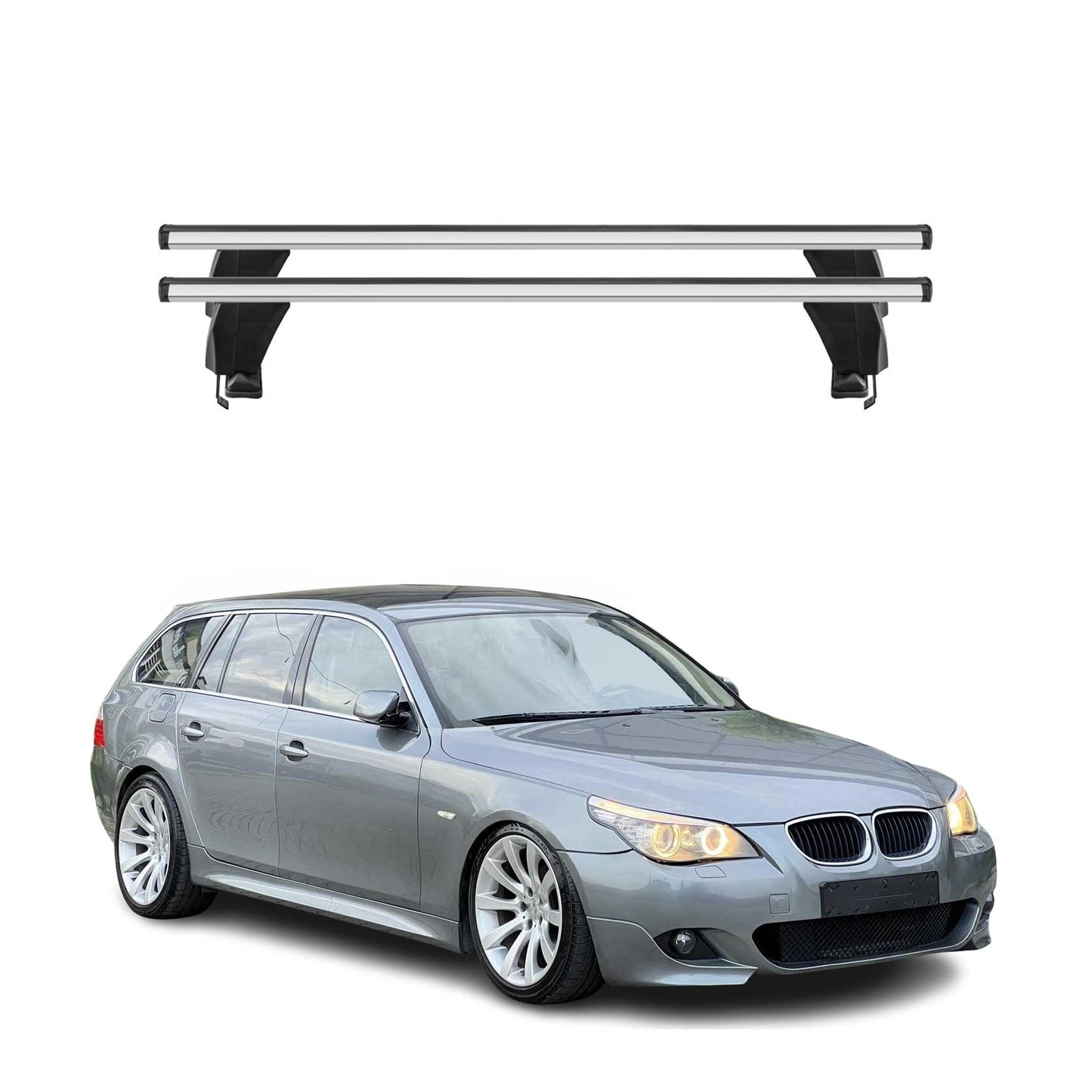 2006-2009 BMW 5 Series E61 Wagon Roof Rack Cross Bars Silver