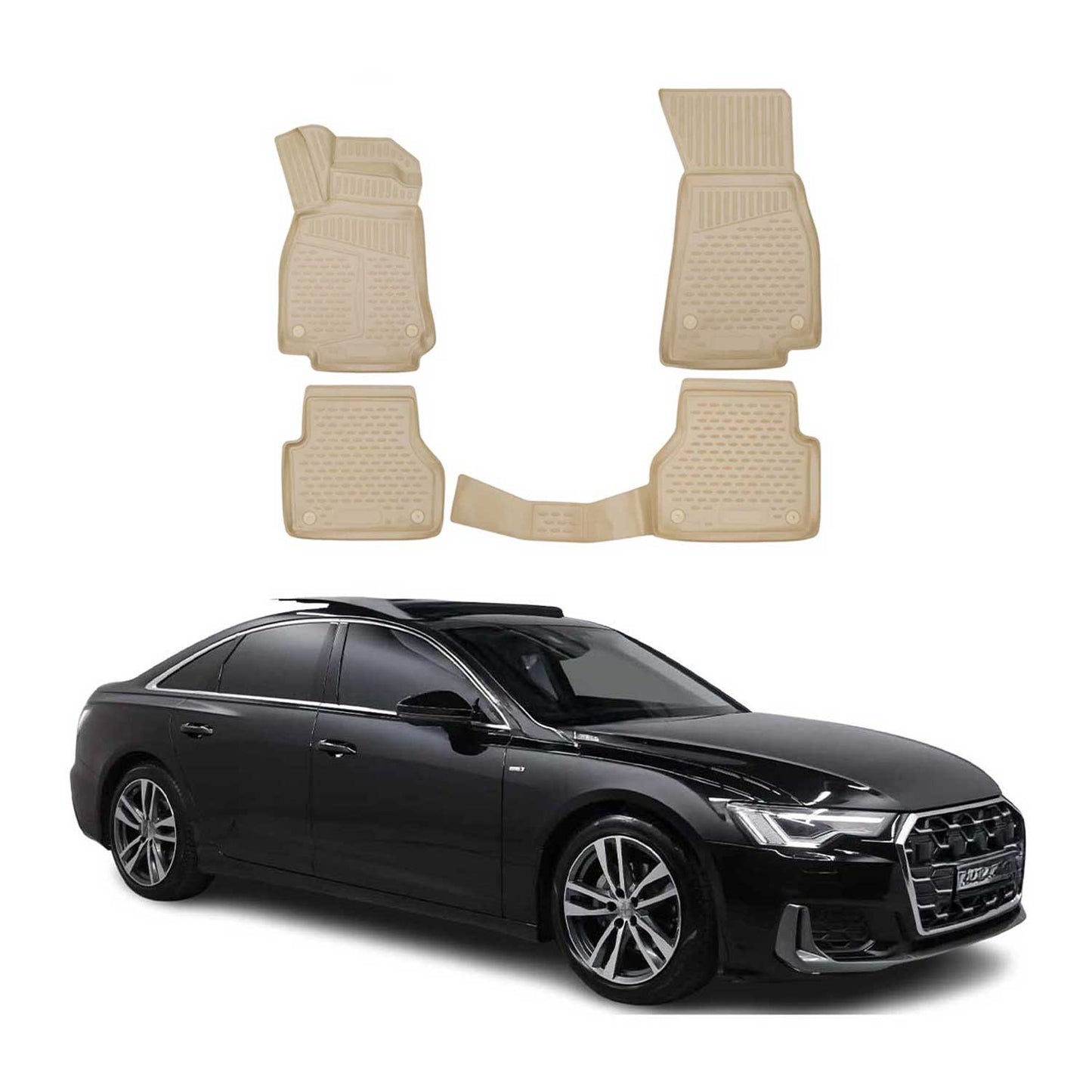 2019-2024 Audi A6 S6 RS6 Sedan Avant Allroad Floor Mats Liners Full Set All Weather Beige