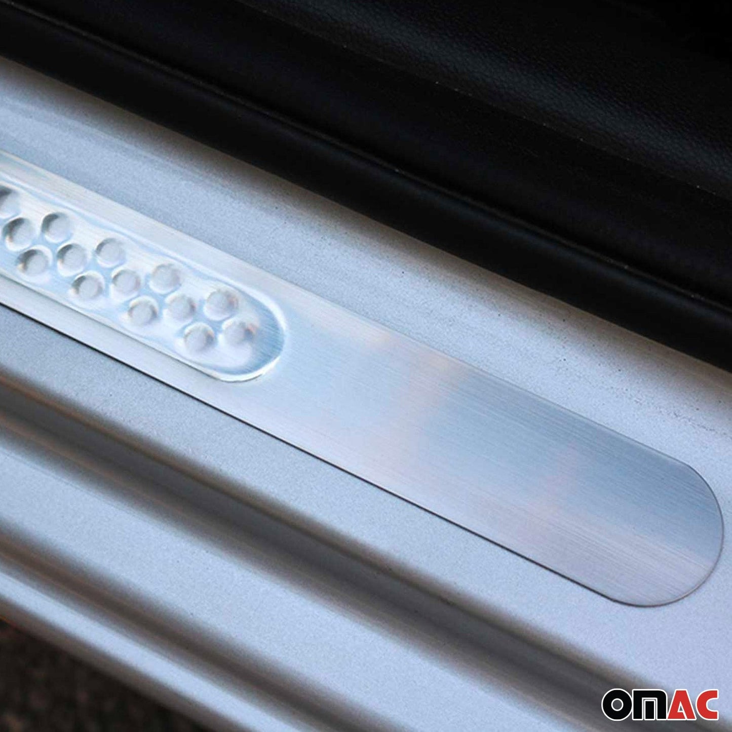 OMAC Door Sill Scuff Plate Scratch Protector for Honda Steel Silver 2 Pcs U028539