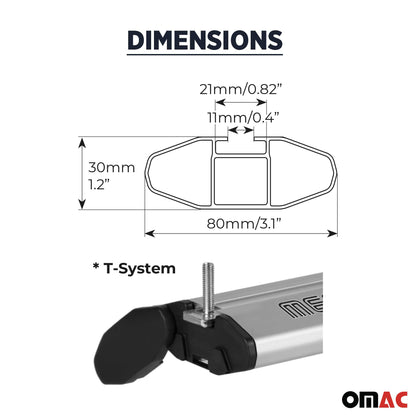 2017-2022 Nissan Rogue Sport Roof Rack Cross Bars Silver