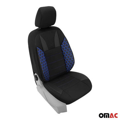 OMAC 2x Front Car Seat Cover Protection Set PU Fabric Black with Blue Stitches 9696320-SM38