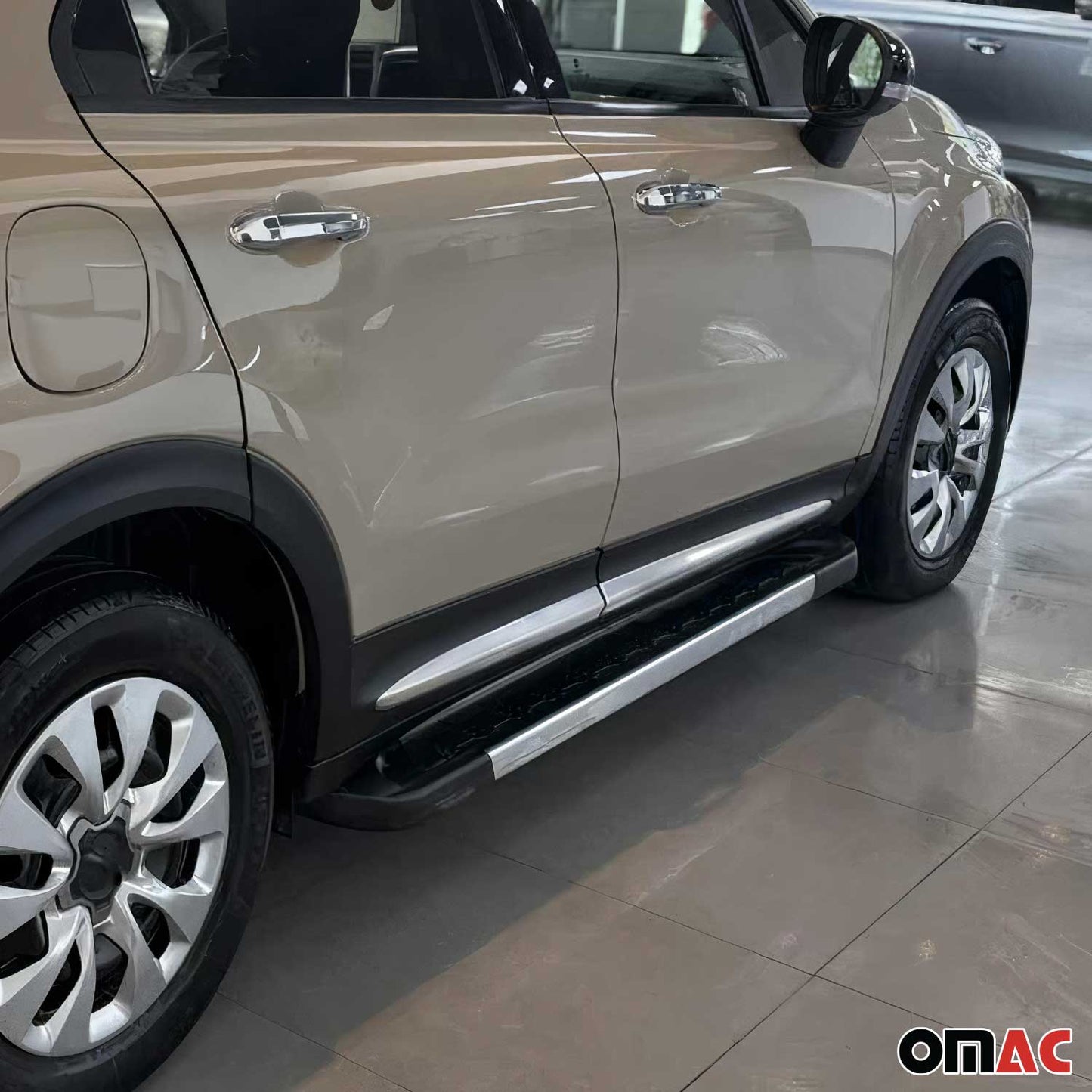 2016-2023 Fiat 500X Side Door Molding Trim Skirt Garnish Stainless Steel Silver 4 Pcs