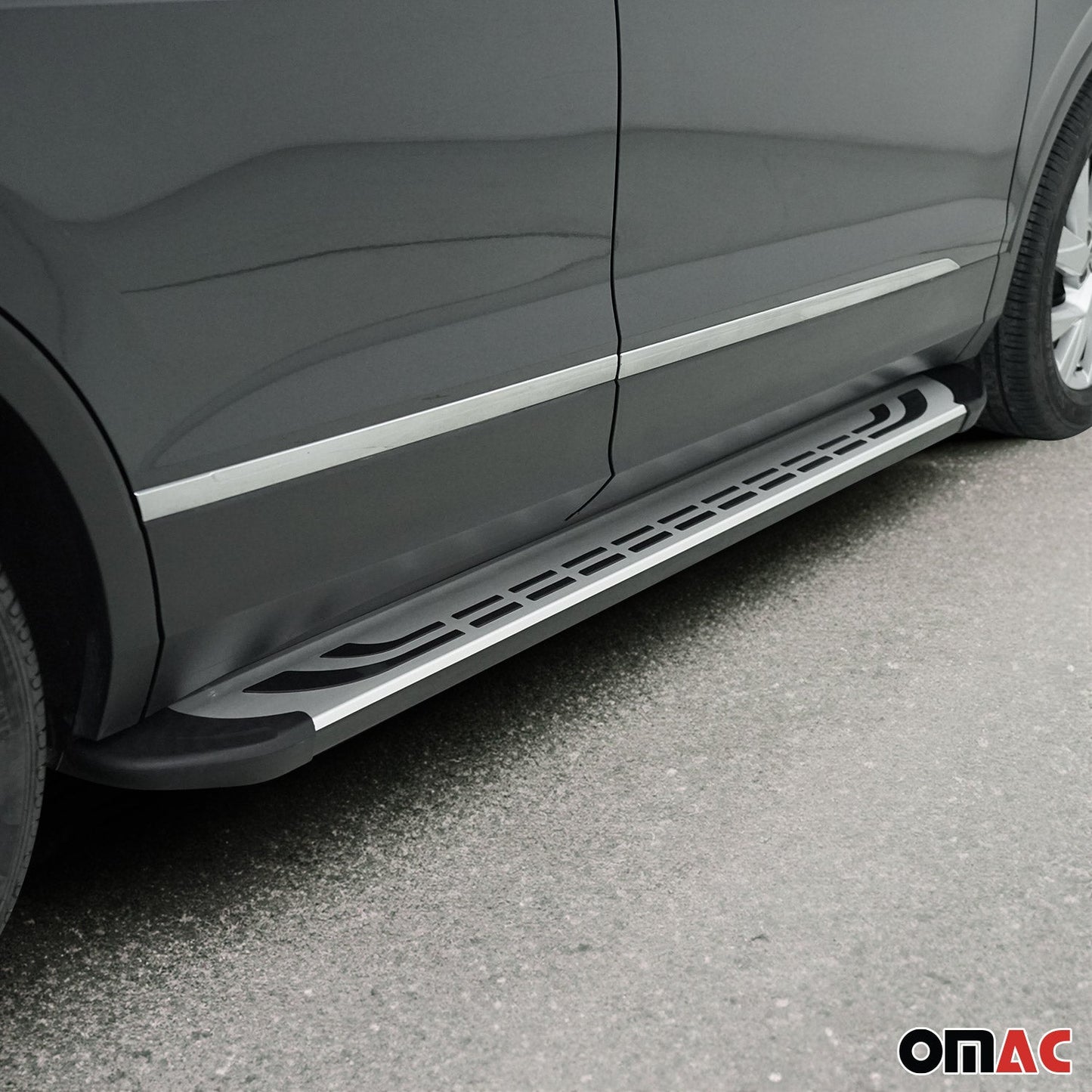 OMAC Nerf Bars Side Step Running Boards for Kia Sportage 2017-2022 Alu Black Gray 2x 4022937GB