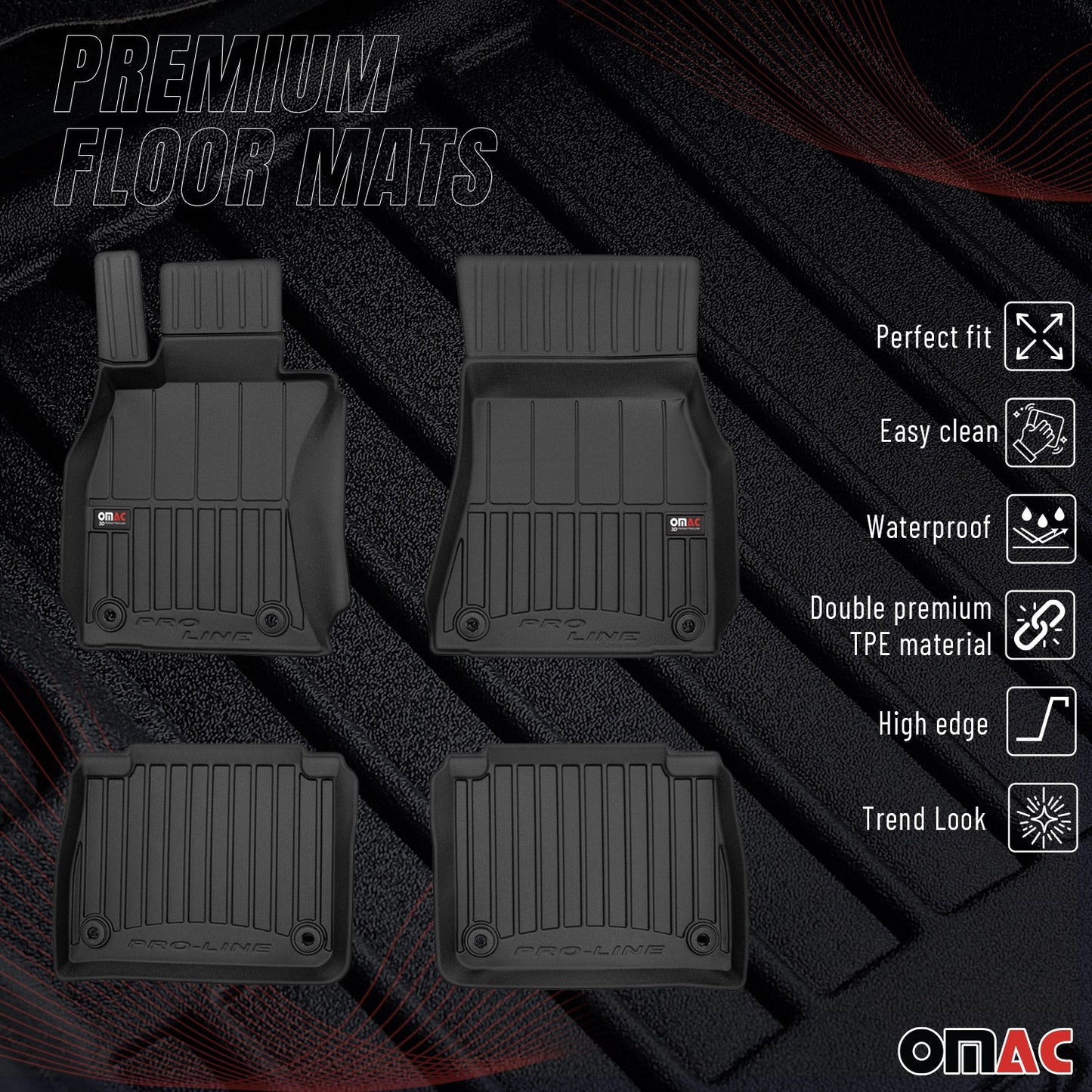 OMAC OMAC Premium Floor Mats for Lexus LS460 2007-2017 Heavy Duty All-Weather 4pcs '4319454