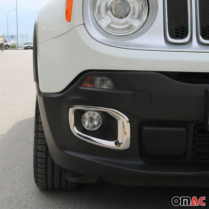 OMAC Fog Light Lamp Bezel Cover for Jeep Renegade 2015-2018 Steel Silver 2 Pcs 1708103