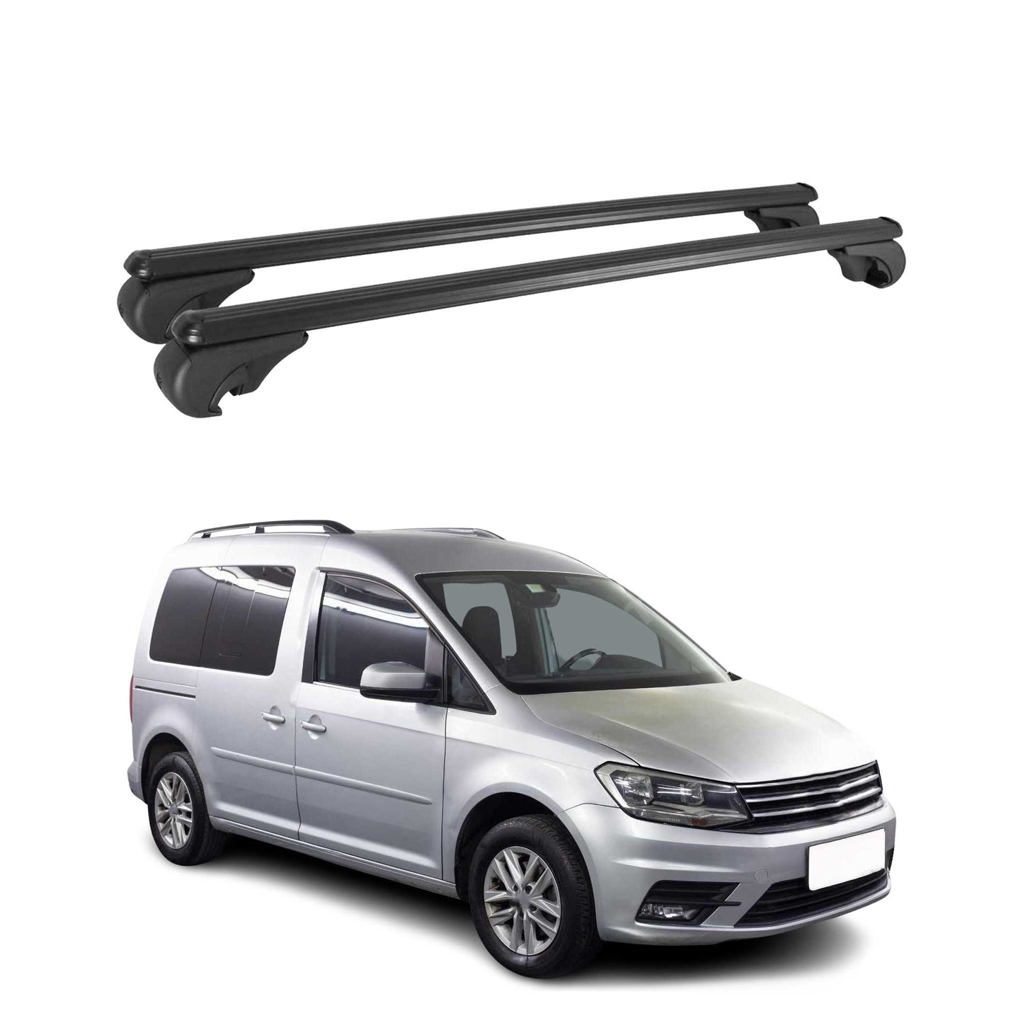 2015-2020 VW Caddy Roof Rack Cross Bars Black