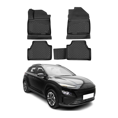 2019-2023 Hyundai Kona EV Floor Mats Liners Full Set All Weather Black