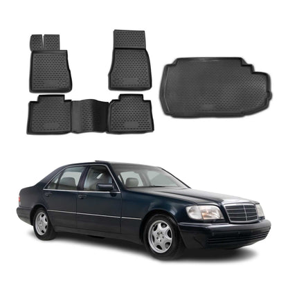 1999-2006 Mercedes S Class W220 Floor Mats & Cargo Liner Full Set All Weather Black