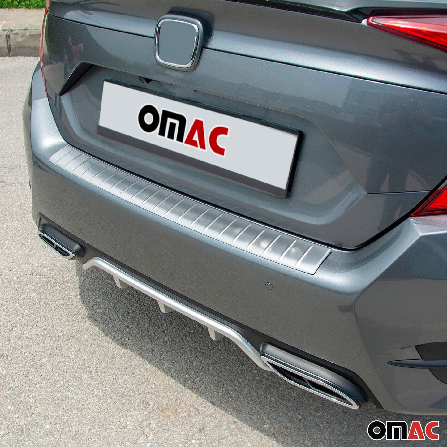 OMAC Rear Bumper Sill Cover Protector for Honda Civic 2016-2021 Sedan Brushed Steel 3413093T
