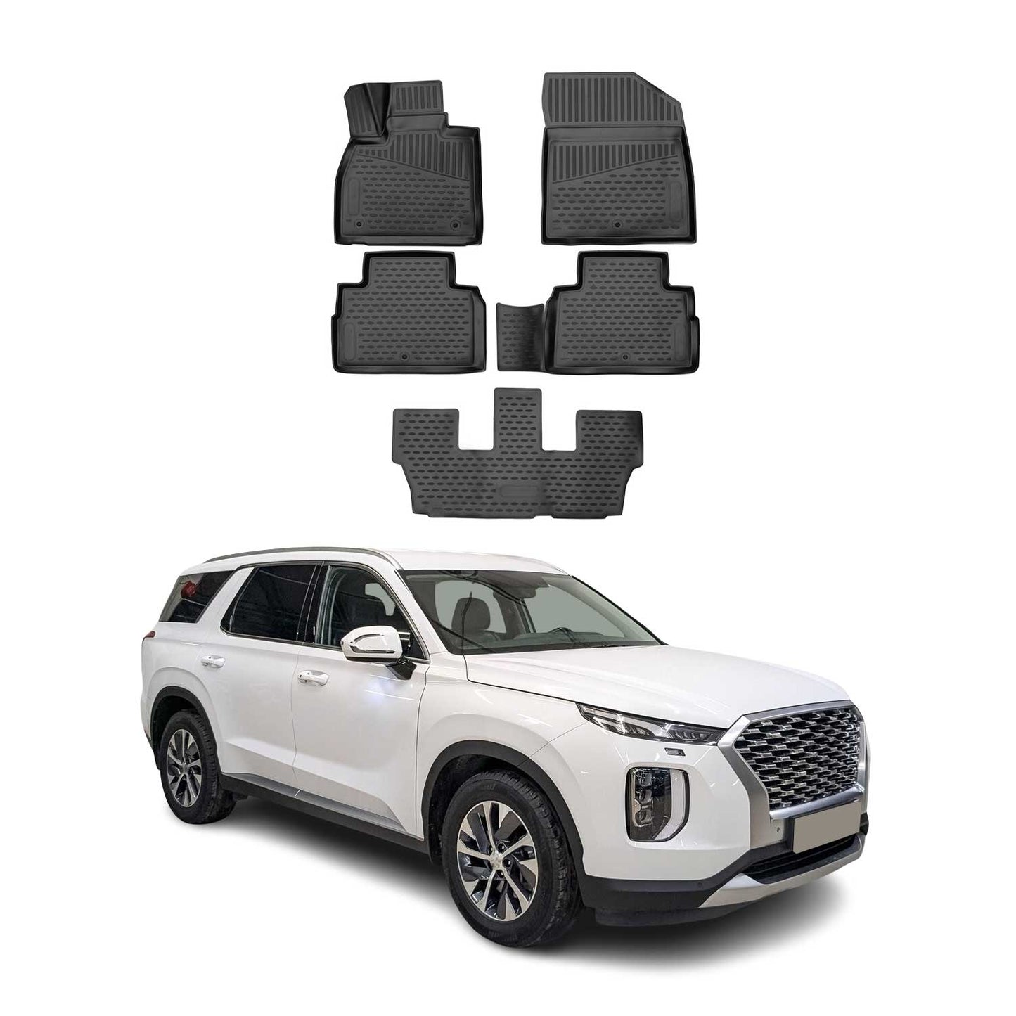 2020-2025 Hyundai Palisade Floor Mats Liners Full Set All Weather 8 Seats