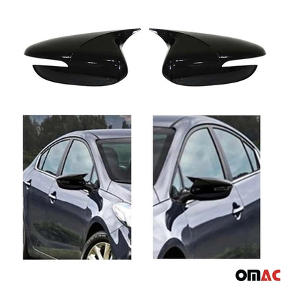 2014-2018 Kia Forte Side Mirror Cover Caps Sedan Piano Black 2 Pcs
