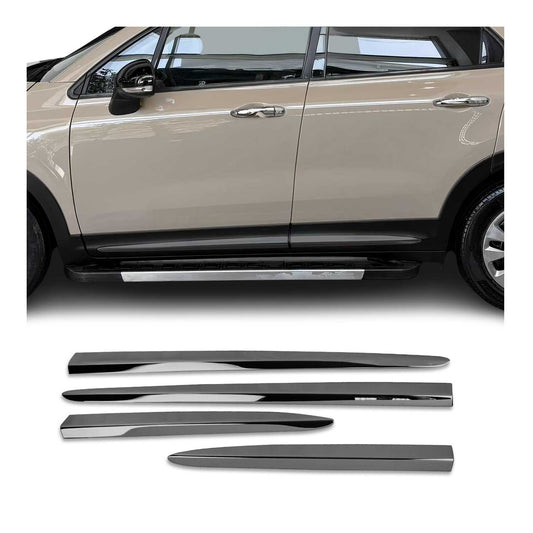 2016-2023 Fiat 500X Side Door Molding Trim Skirt Garnish Stainless Steel Dark 4 Pcs