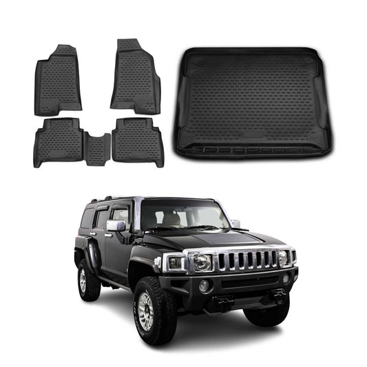 2006-2010 Hummer H3/H3T Floor Mats & Cargo Liner Full Set All Weather Black