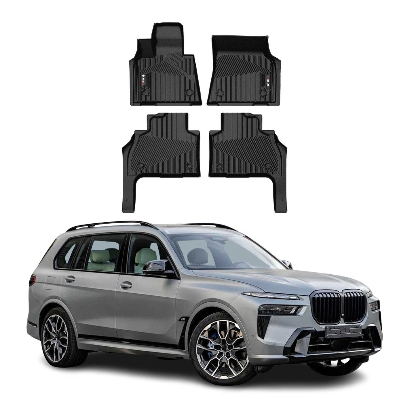 2019-2025 BMW X7 G07 Premium Floor Mats Liners 6 Seats First and Second Row Set Black