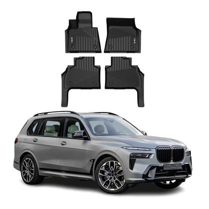 2019-2025 BMW X7 G07 Premium Floor Mats Liners 6 Seats First and Second Row Set Black