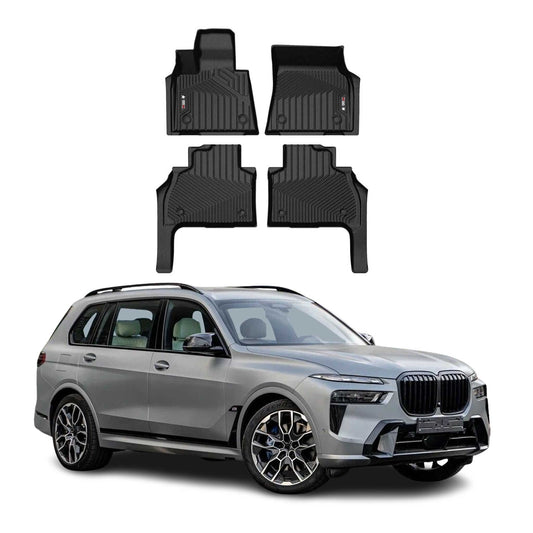 2019-2025 BMW X7 G07 Premium Floor Mats Liners 6 Seats First and Second Row Set Black