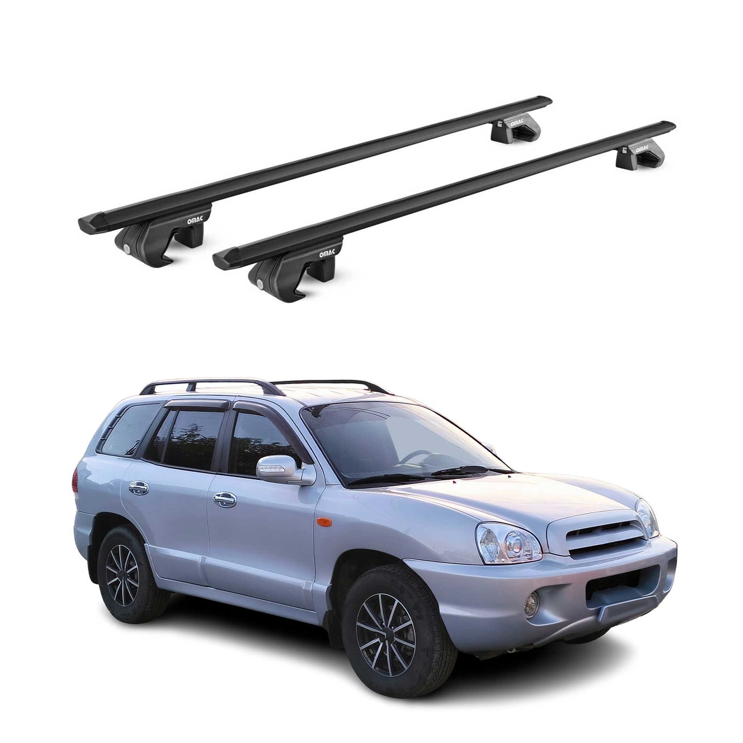 2007-2012 Hyundai Santa Fe Roof Rack Cross Bars Black