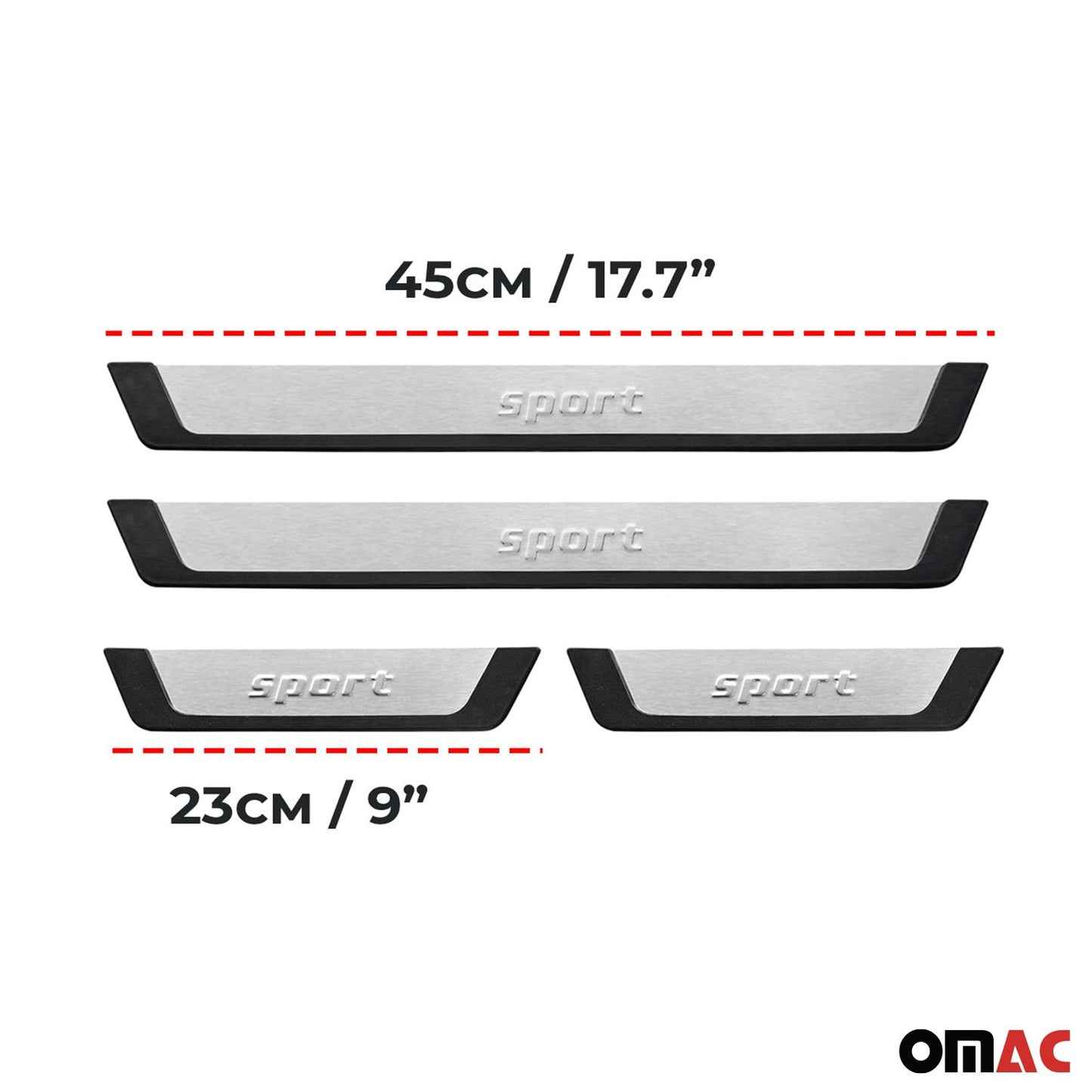 Mercedes C Class Door Sill Scuff Plate Scratch Protector Sport Brushed Stainless Steel 4Pcs