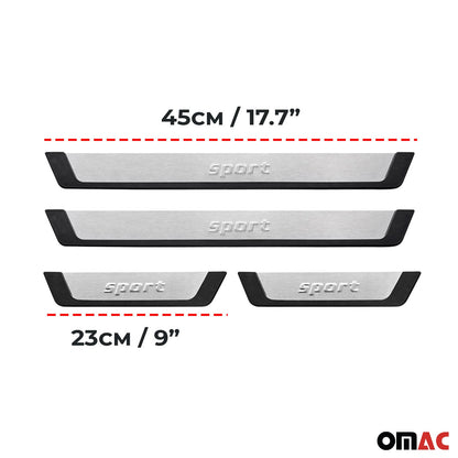 Mercedes C Class Door Sill Scuff Plate Scratch Protector Sport Brushed Stainless Steel 4Pcs