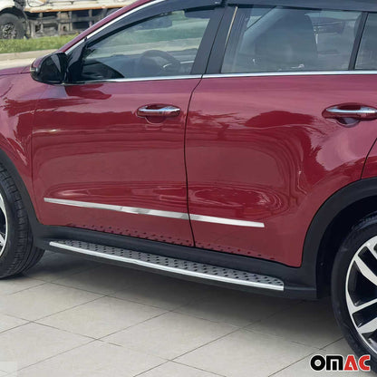 2017-2022 Kia Sportage Side Door Molding Trim Skirt Garnish Stainless Steel Silver 4Pcs