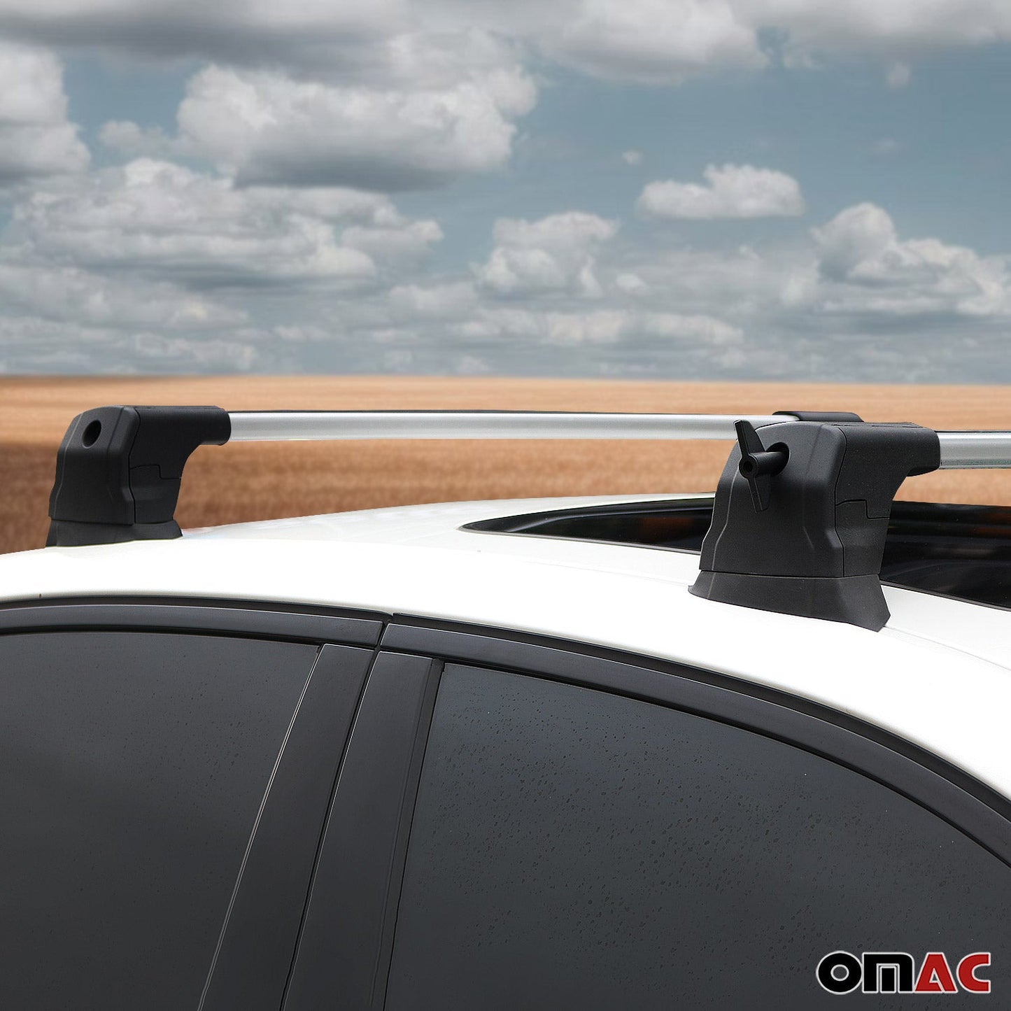 OMAC Fix Points Roof Racks Cross Bar Carrier for Mazda CX-7 2007-2012 Alu Silver 2x '4623913