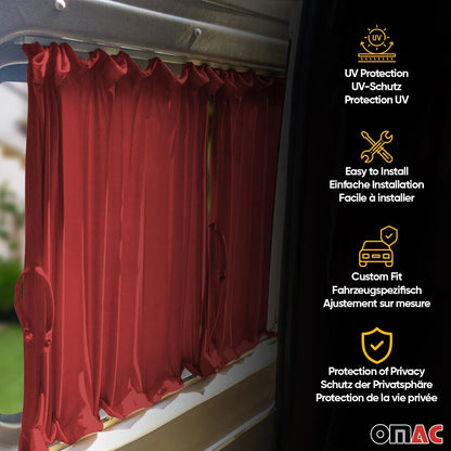 2014-2025 RAM ProMaster L1 L2 SWB Side Window Curtain Sunshade Red 10x
