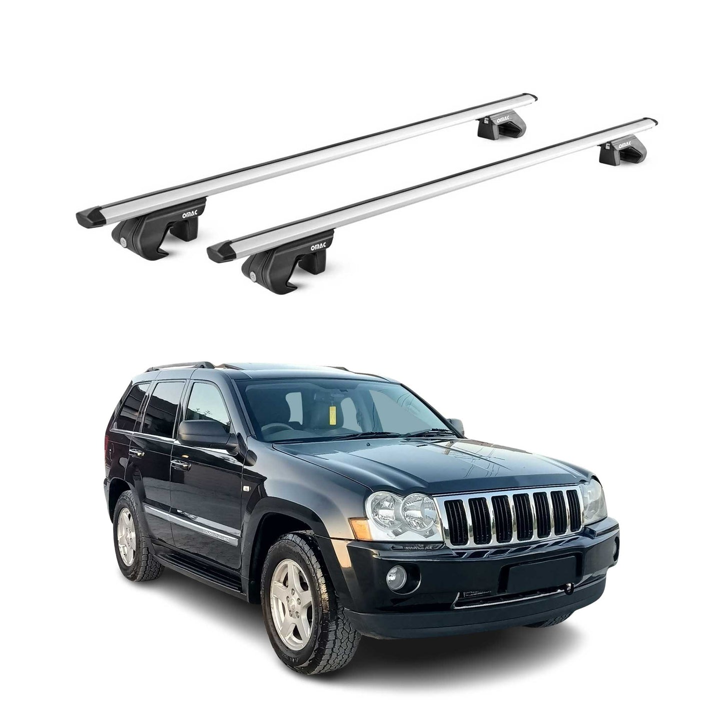 2005-2010 Jeep Grand Cherokee Roof Rack Cross Bars Silver