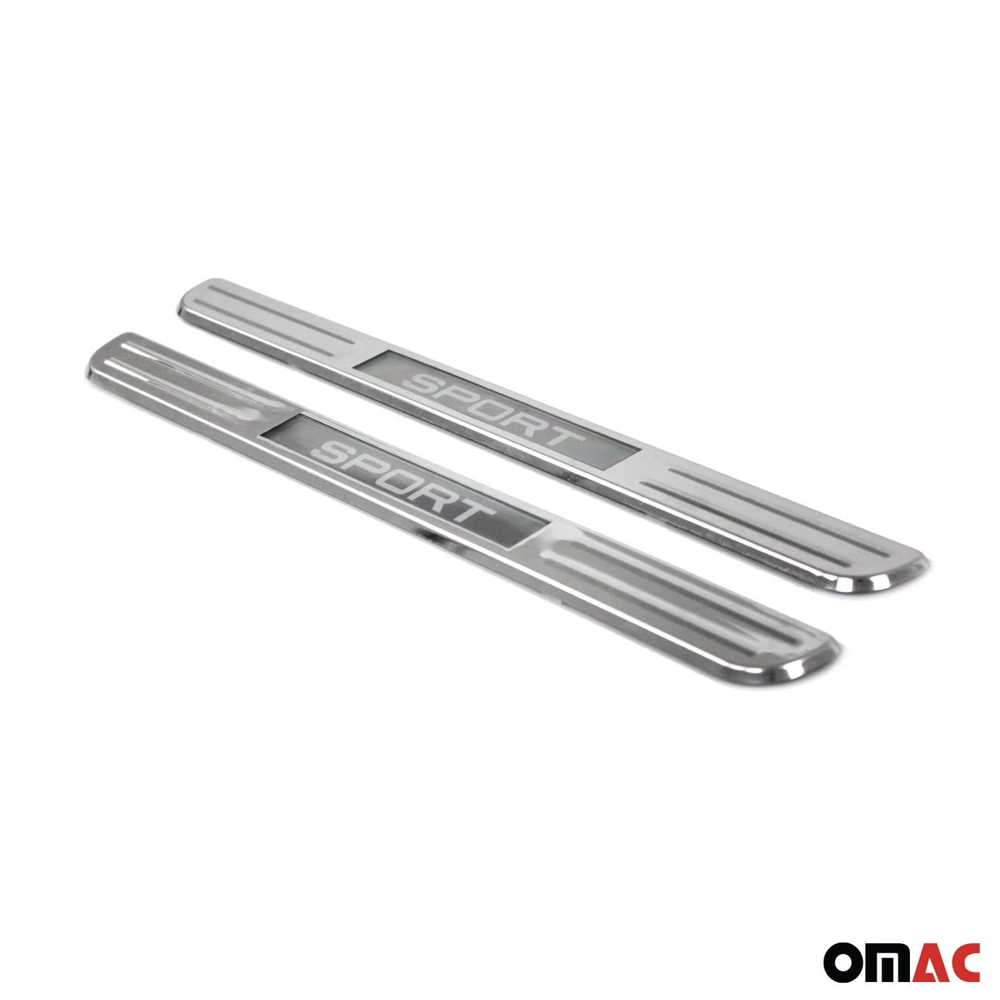 OMAC Chrome LED Illuminated SPORT Door Sill Cover Scuff Plate S.Steel 2 Pcs 9696090S