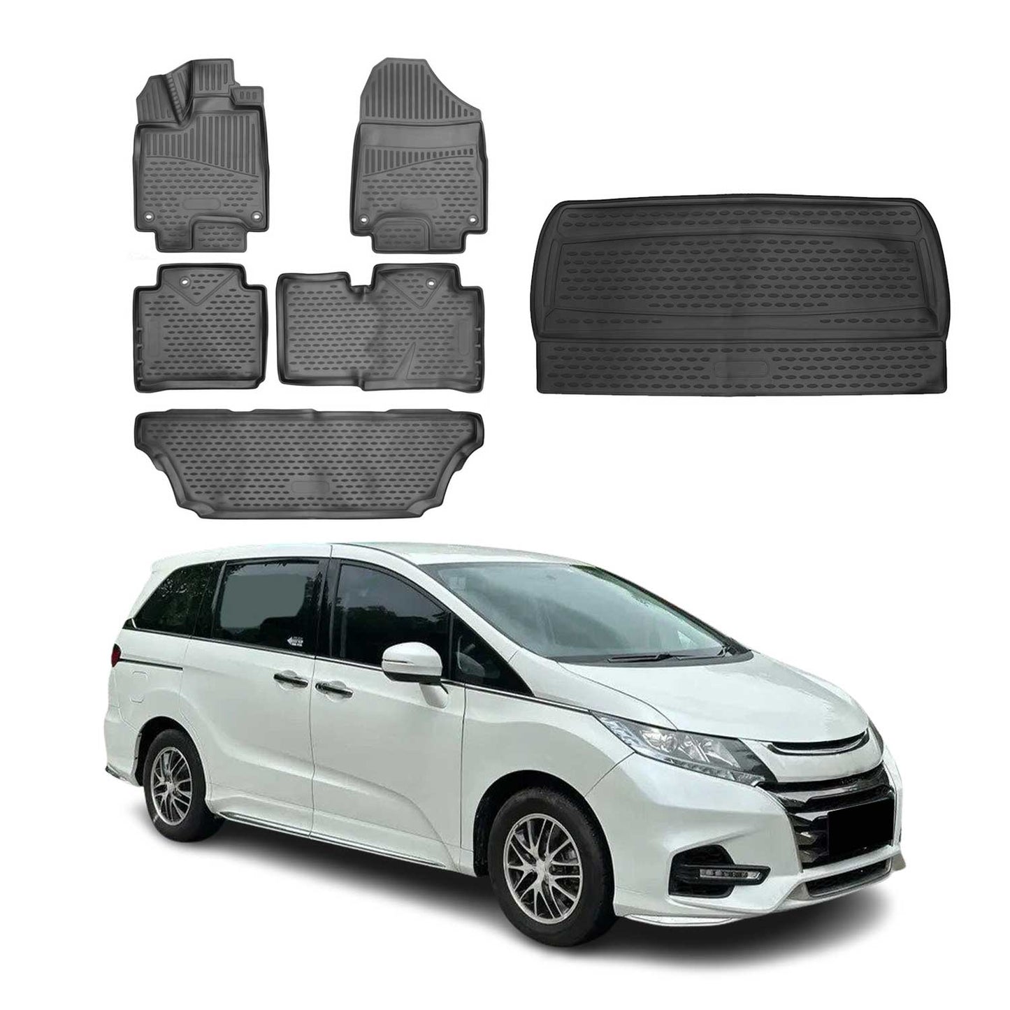 2018-2025 Honda Odyssey Floor Mats & Cargo Liner Full Set All Weather Black