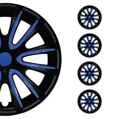 Bicolo Hub Caps Wheel Cover 16" Black Matt & Dark Blue Full Set 4 pcs.