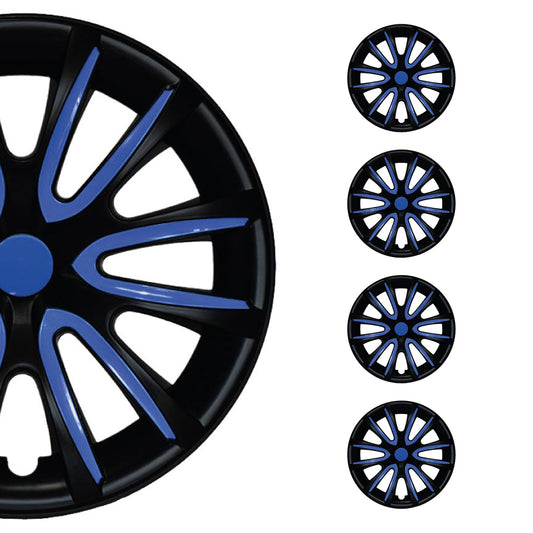 Bicolo Hub Caps Wheel Cover 16" Black Matt & Dark Blue Full Set 4 pcs.
