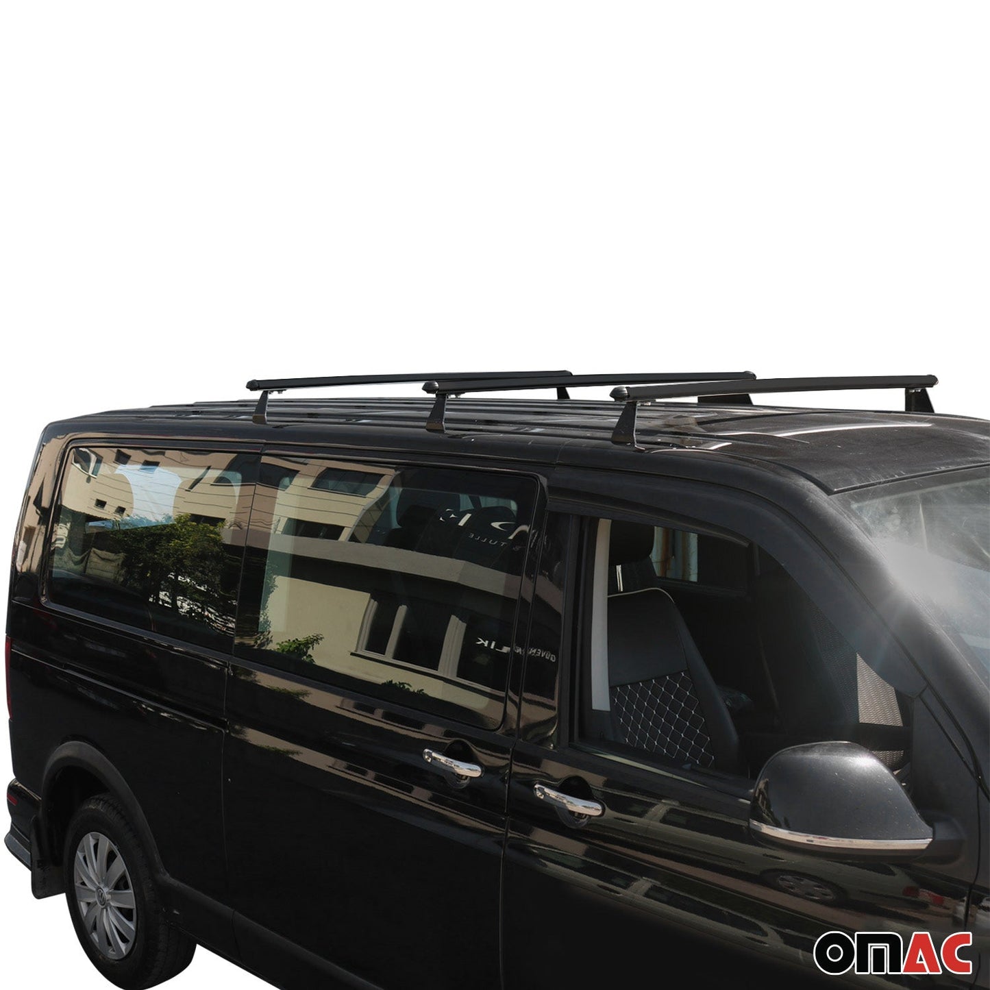 OMAC Trunk Bed Carrier Roof Racks Cross Bars for Nissan NV200 2013-2021 Alu Black 3x 7566920B-3