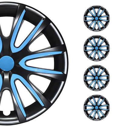 Bicolo Hub Caps Wheel Cover 15" Black & Blue Full Set 4 pcs.