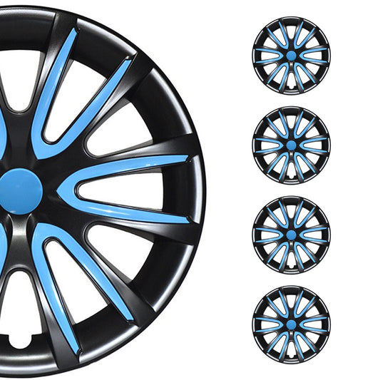 Bicolo Hub Caps Wheel Cover 15" Black & Blue Full Set 4 pcs.