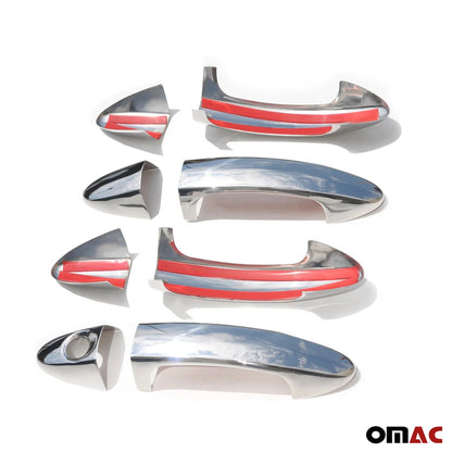 OMAC Car Door Handle Cover Protector for Ford Fiesta 2011-2019 Steel Chrome 8 Pcs 2614041