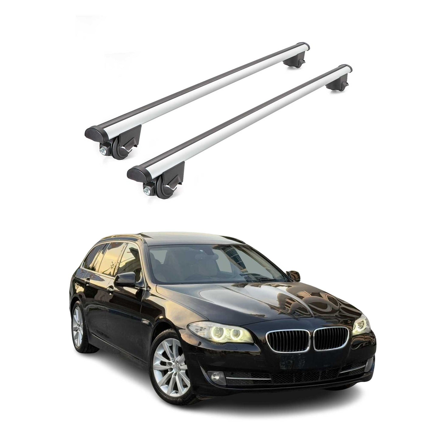 2010-2016 BMW 5 Series F11 Wagon Roof Rack Cross Bars Silver