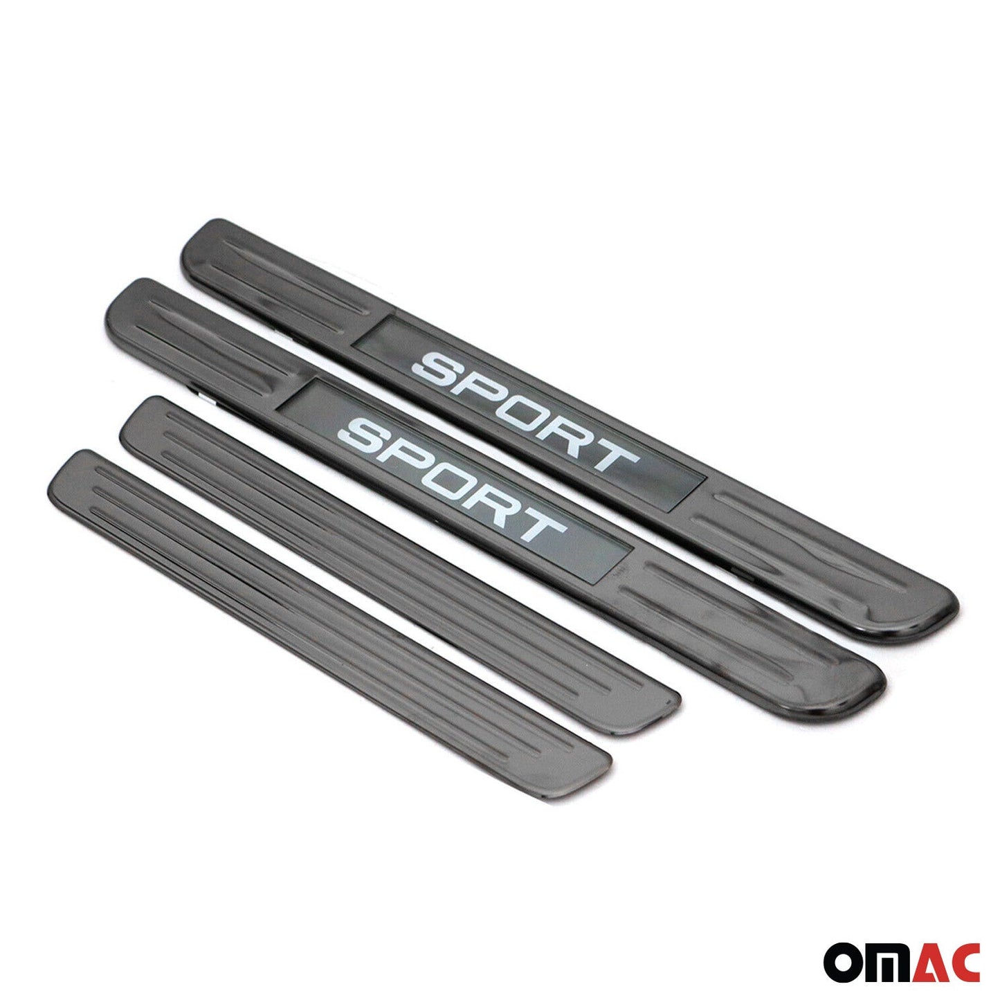 Jeep Door Sill Scuff Plate Illuminated Sport Stainless Steel Dark 4 Pcs