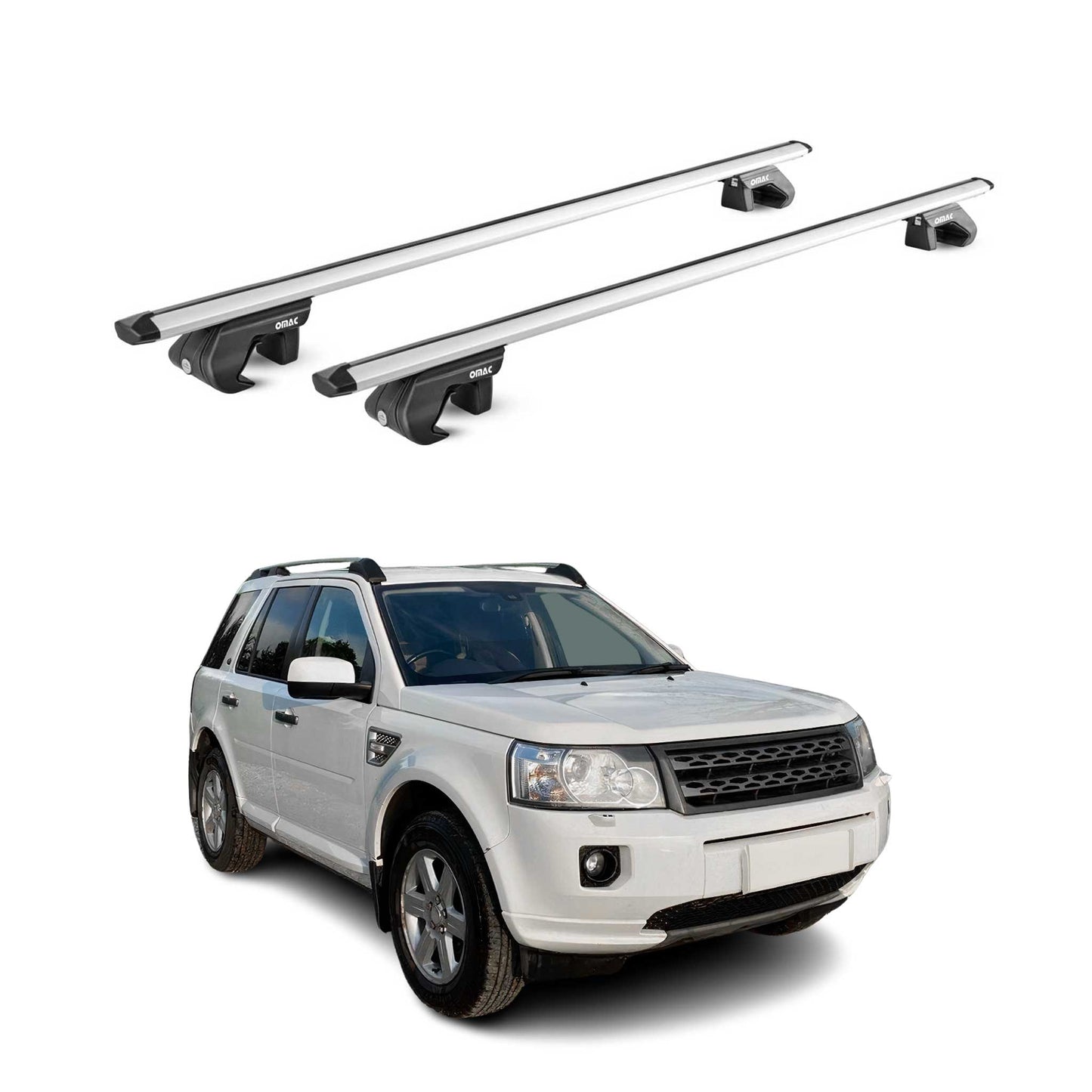 2008-2015 Land Rover LR2 Roof Rack Cross Bars Silver