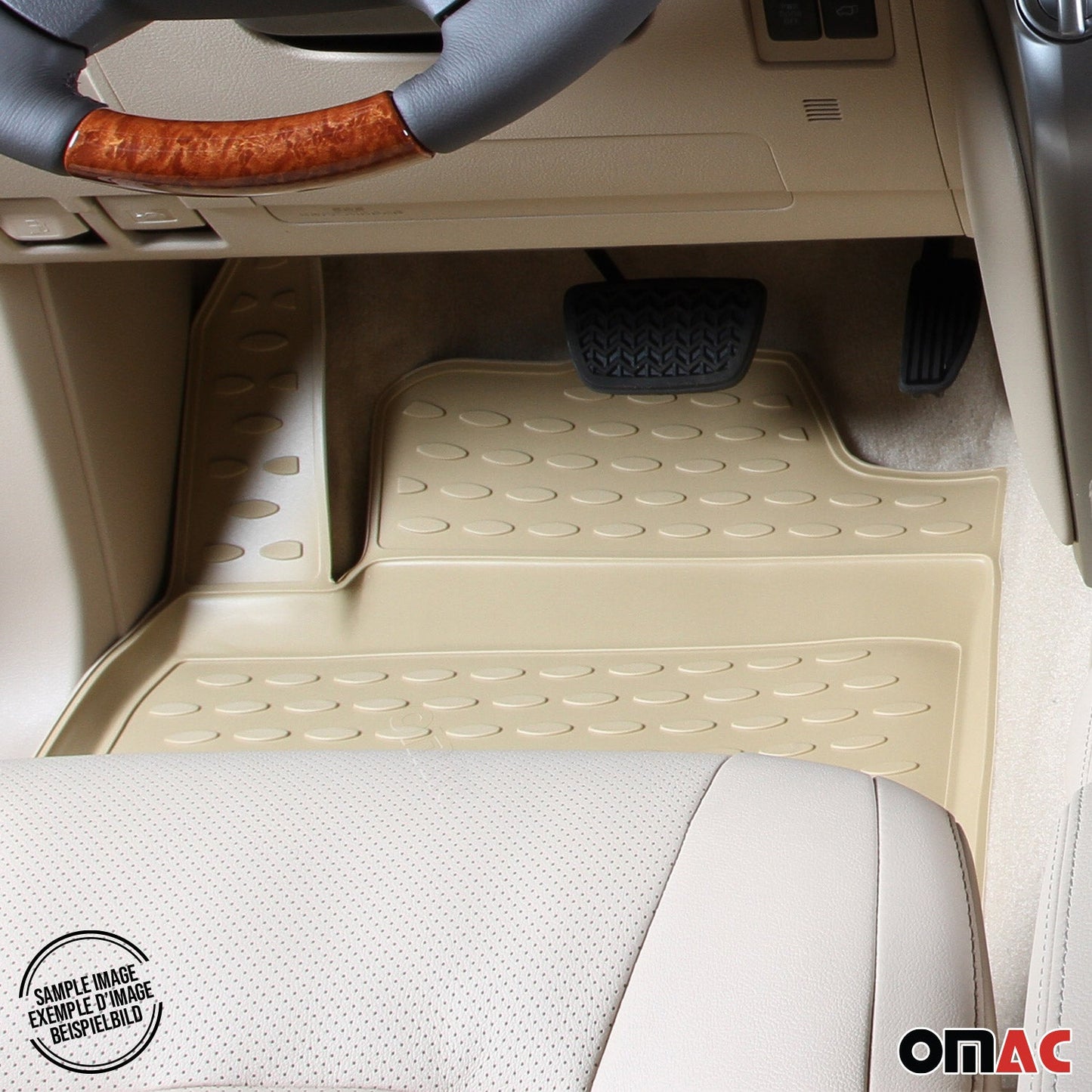 OMAC Floor Mats Liner for Volvo XC90 2003-2014 5 Seats Beige TPE All-Weather 4x 7603444BG